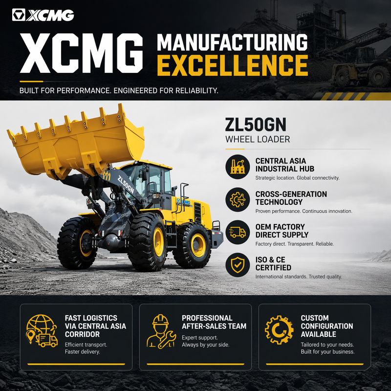 XCMG ZL50GN 5 tonluk ön uç tekerlekli yükleyici 3.2m3 kova inşaat ağır yükleyici