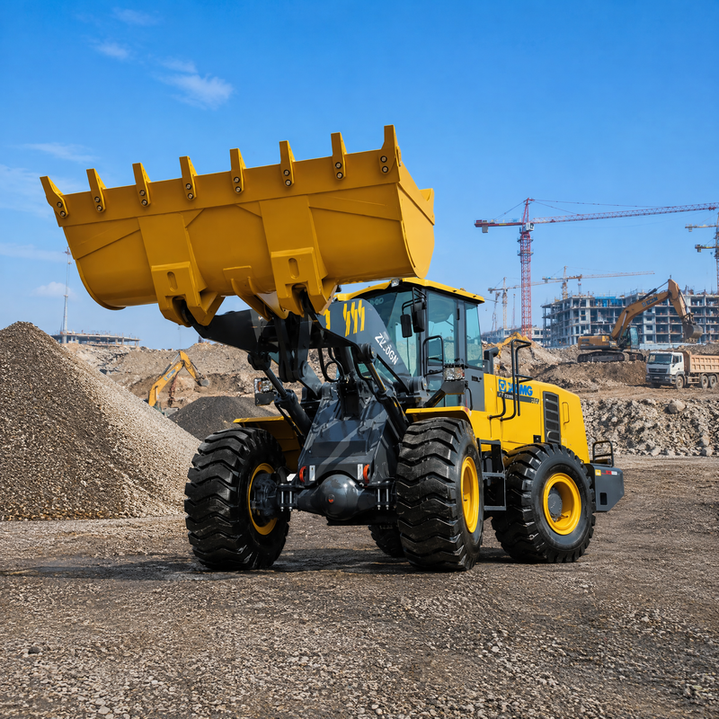XCMG ZL50GN 5 tonluk ön uç tekerlekli yükleyici 3.2m3 kova inşaat ağır yükleyici